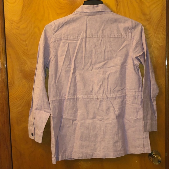 Christopher and Banks Women Purple Linen Snap Button Jacket (Size Medium) - Picture 2 of 5